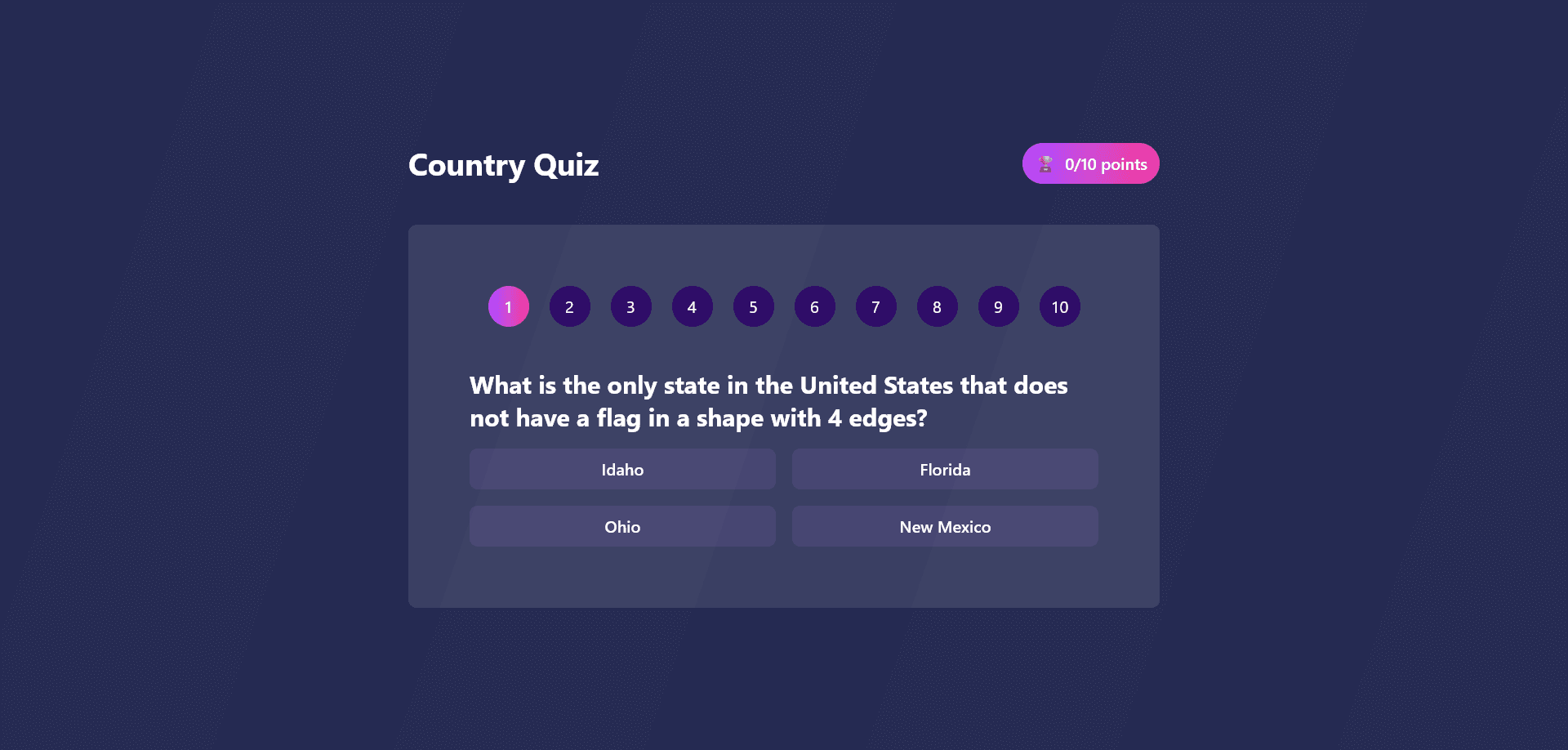 country quiz app
